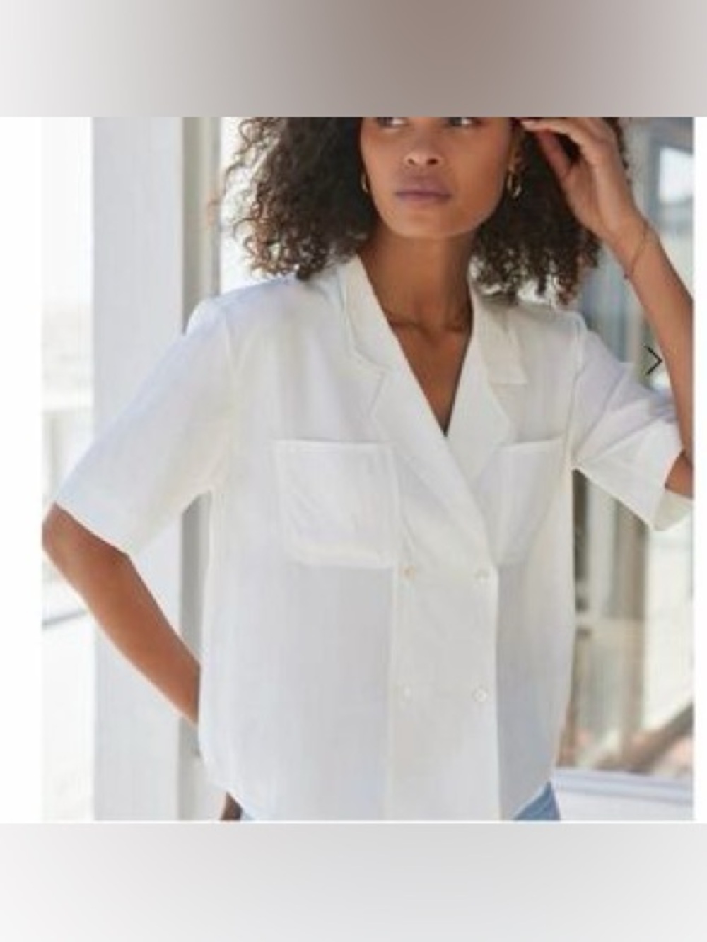 AYR White Silk Button Down Top